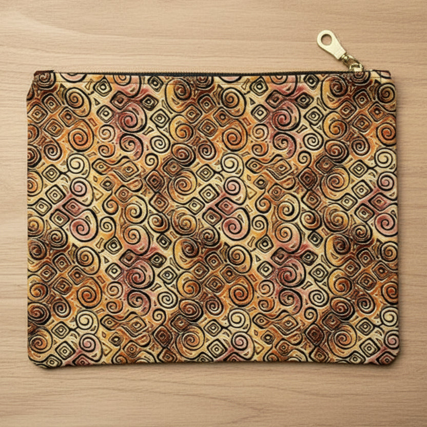 Patterned pouch with a zipper