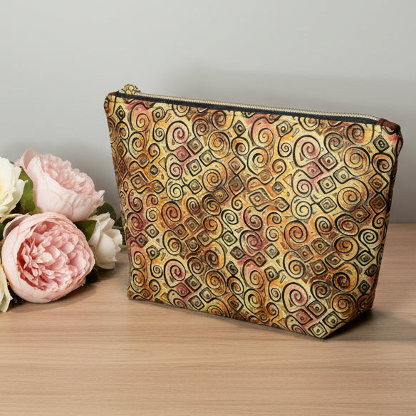 Patterned pouch with a zipper