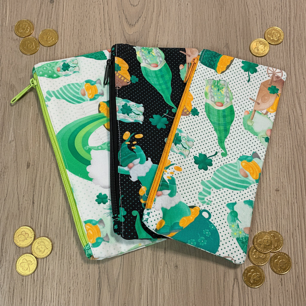Handcrafted Zipper Organizer Bags - St. Patrick's Day Edition