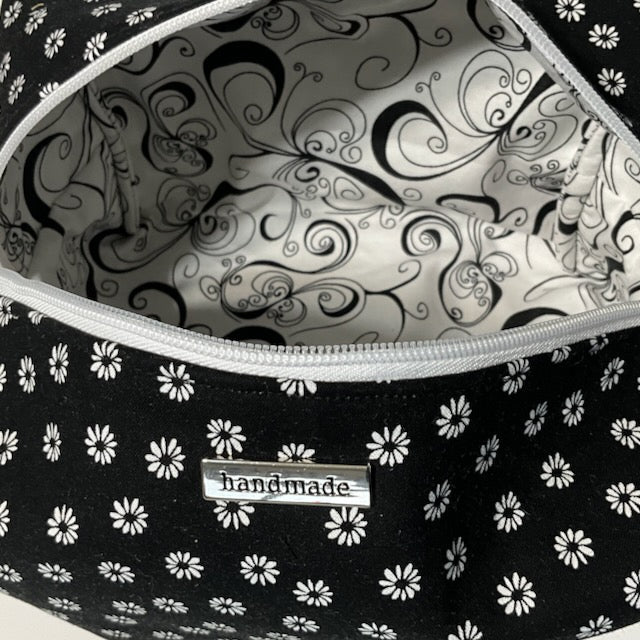 Travel Bags Large Boxed Bottom - Black & White - Premium Cotton
