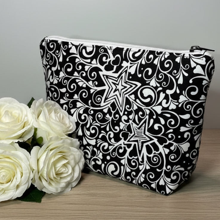 Black and white patterned pouch