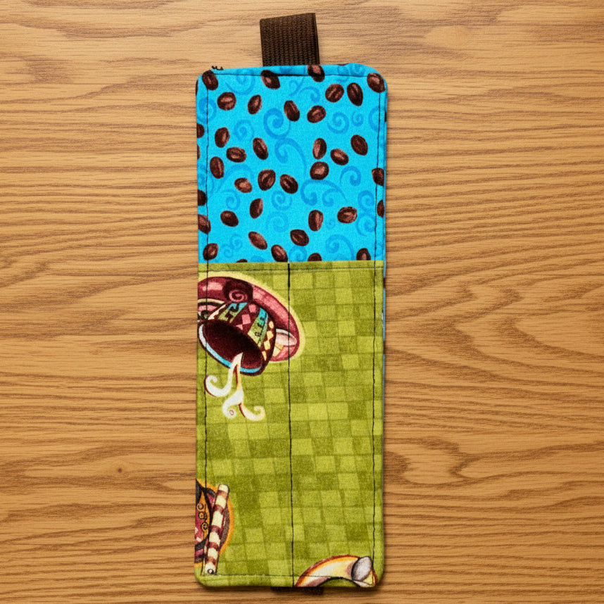 Fabric pouch with colorful design 