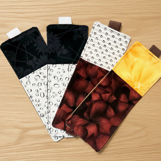 Set of four fabric samples with different patterns