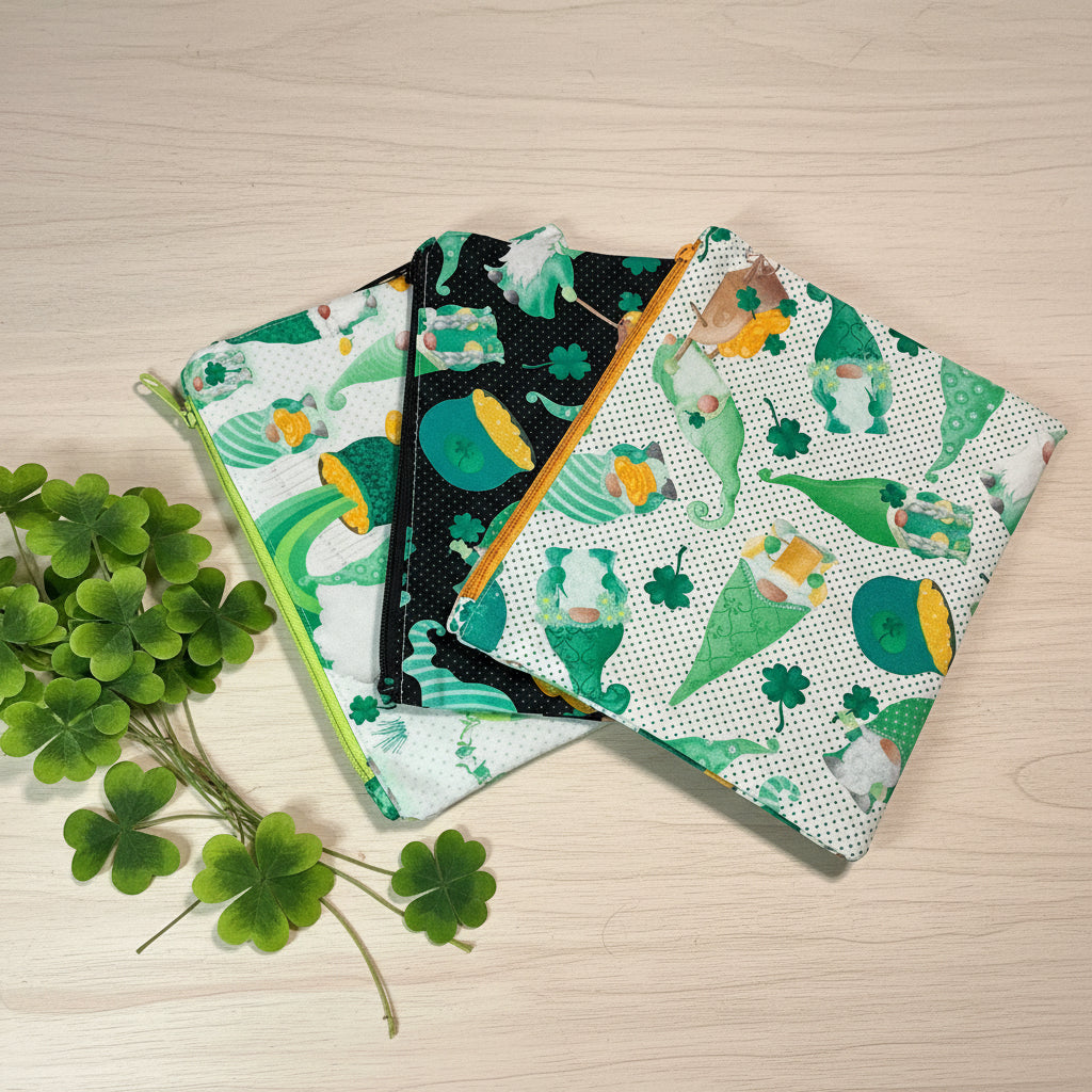 Handcrafted Zipper Organizer Bags - St. Patrick's Day Edition