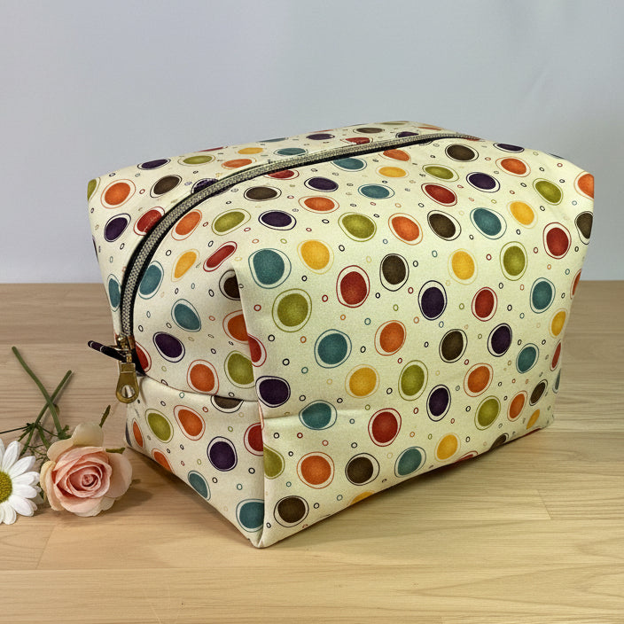 Travel Bags Large Boxed Bottom - Dots & Grids - Premium Cotton