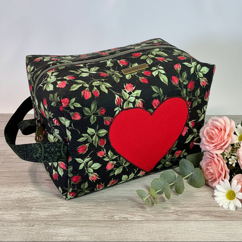 Travel Bags Large Boxed Bottom - Heart Themed - Premium Cotton