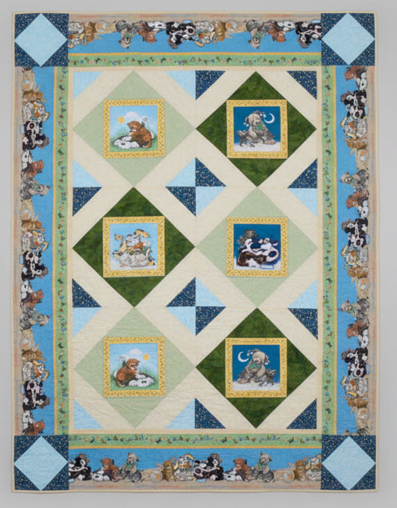 Quilt with animal illustrations 
